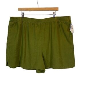 Abound Linen Pull On Shorts - Olive Green - size 3X